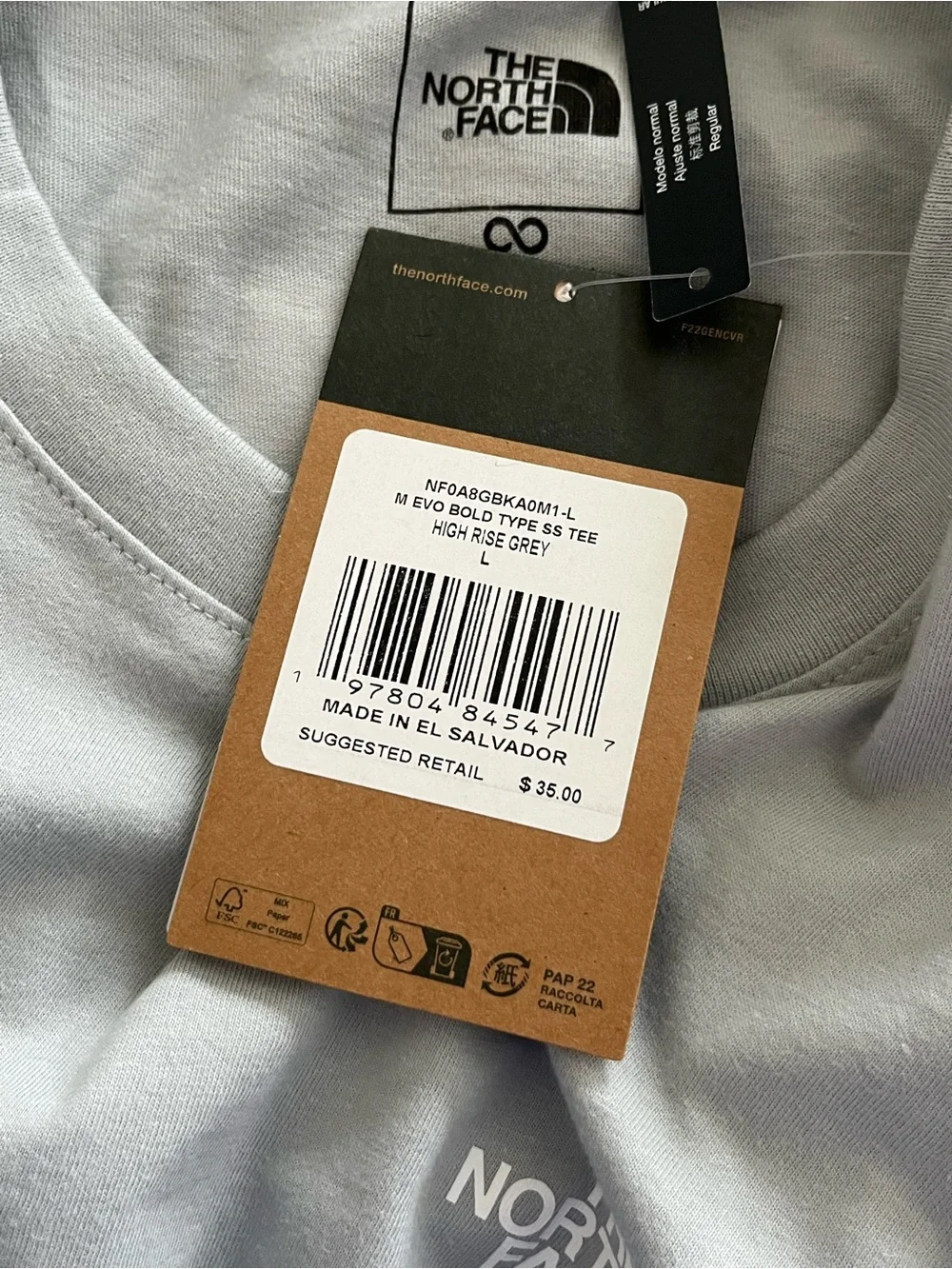 NWT The North Face Light Gray Short-Sleeve Graphic Logo Tee Size Large